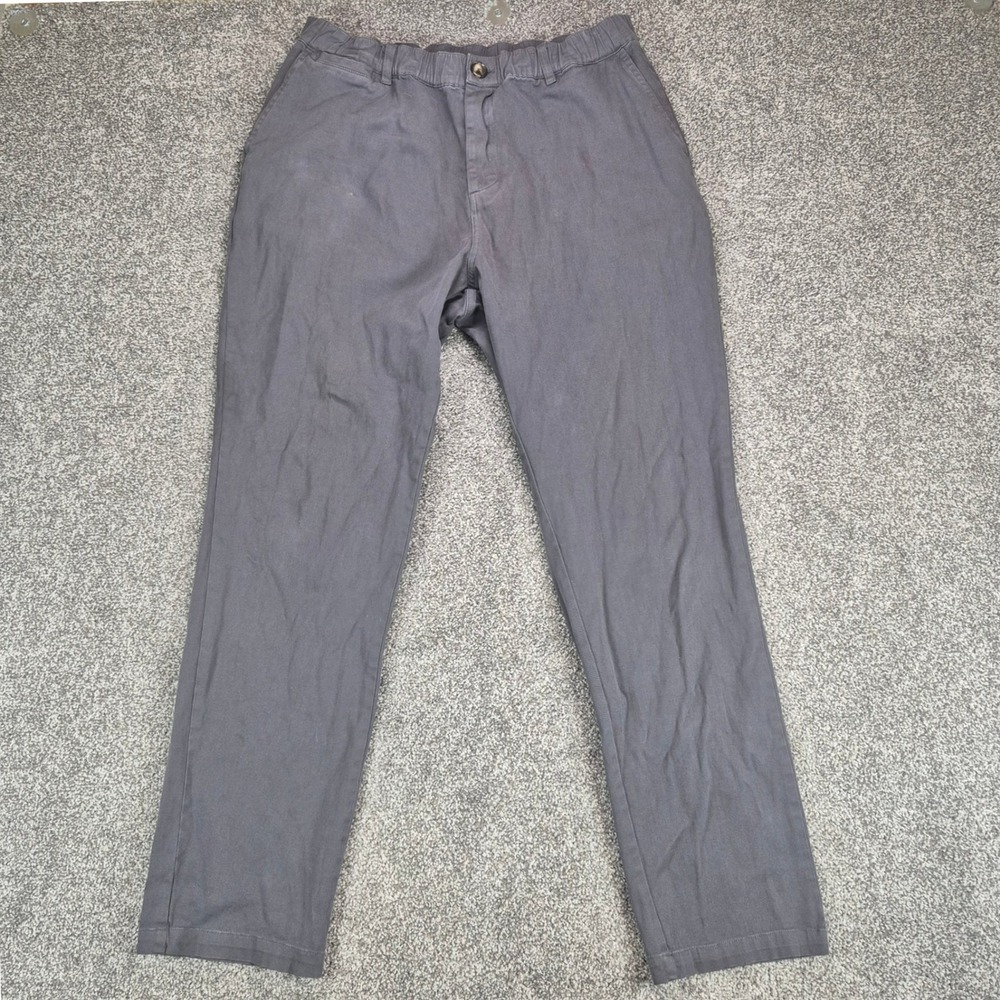 Cove Pants Mens 36x30 Gray Chino Stretch Elastic Waist Straight Leg